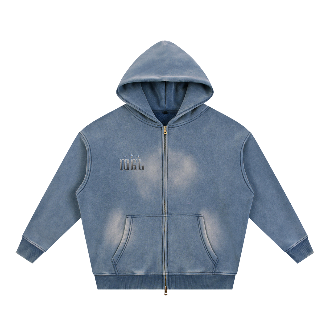 MGL Sunfaded Two-way Zipper Fleece Hoodie