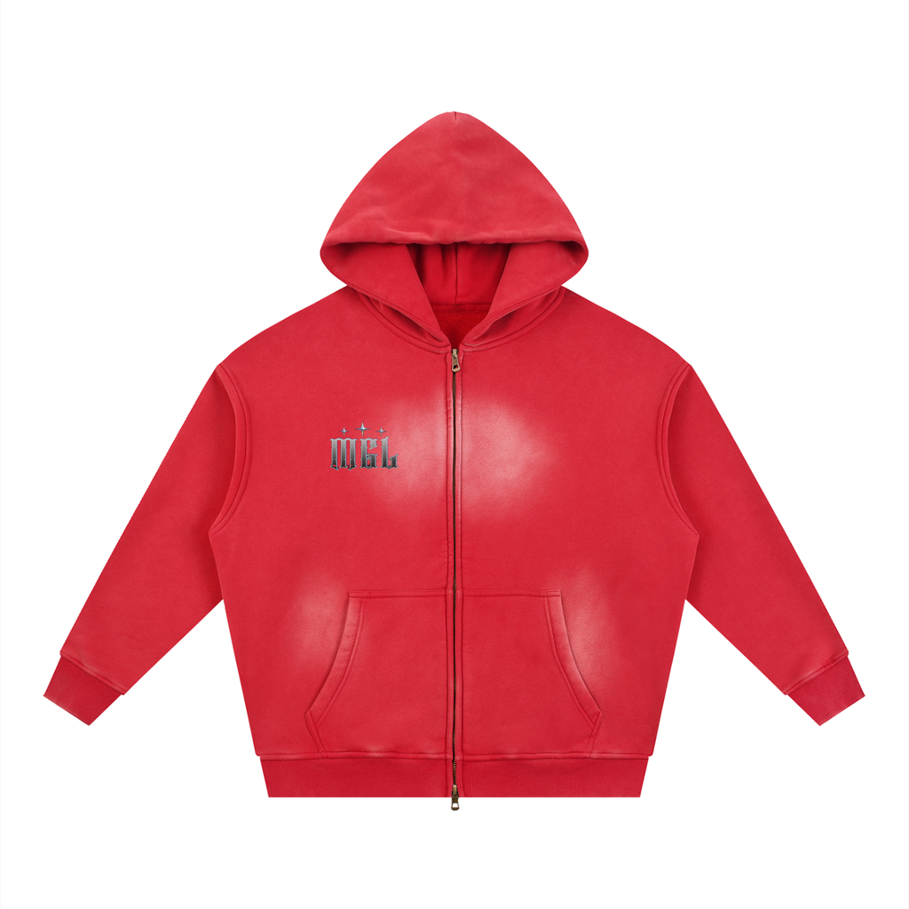 MGL Sunfaded Two-way Zipper Fleece Hoodie